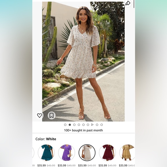 Chiffon Flowy Dress, Floral Print - Picture 2 of 6